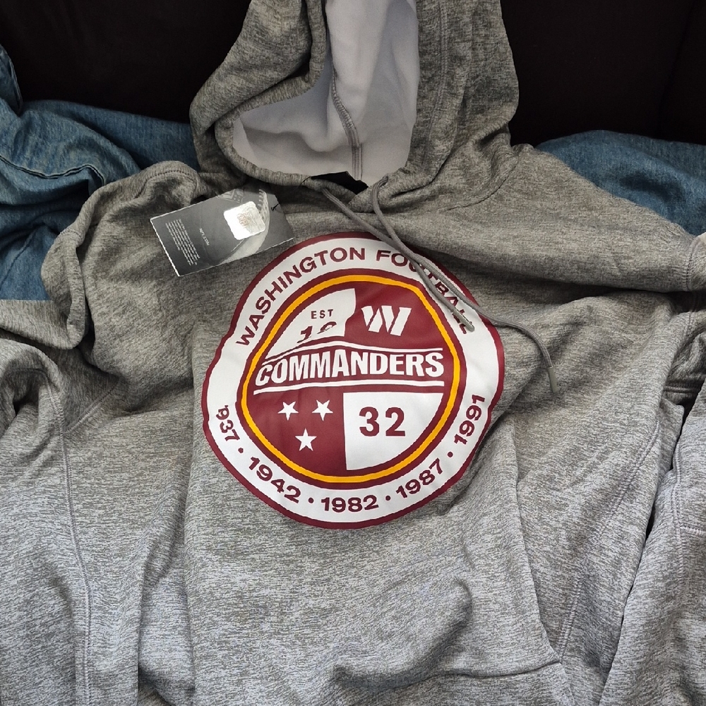 Nike Gray Washington Commanders Pullover Hoodie with Burgundy & Gold Logo